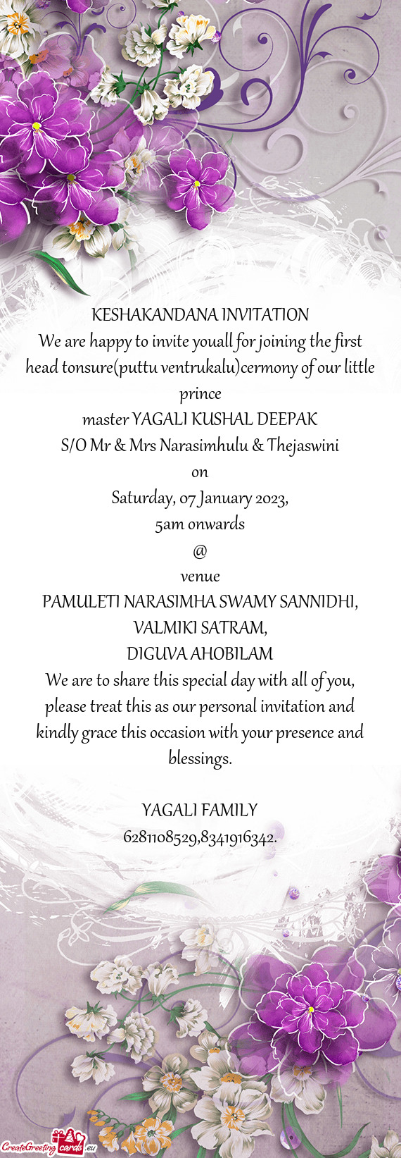 KESHAKANDANA INVITATION