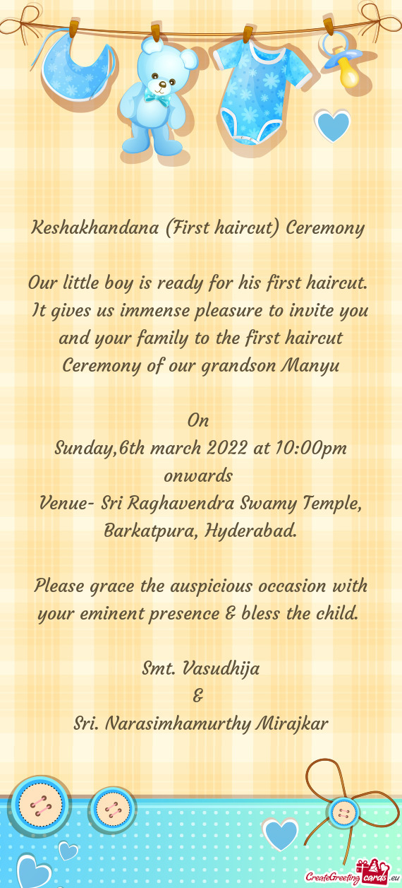 Keshakhandana (First haircut) Ceremony