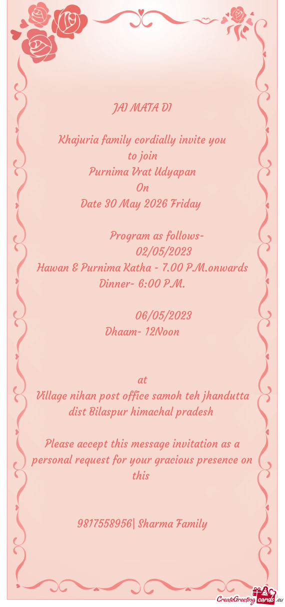 Khajuria family cordially invite you