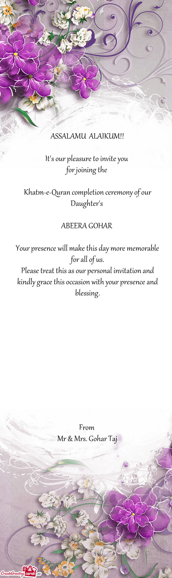 Khatm-e-Quran completion ceremony of our Daughter