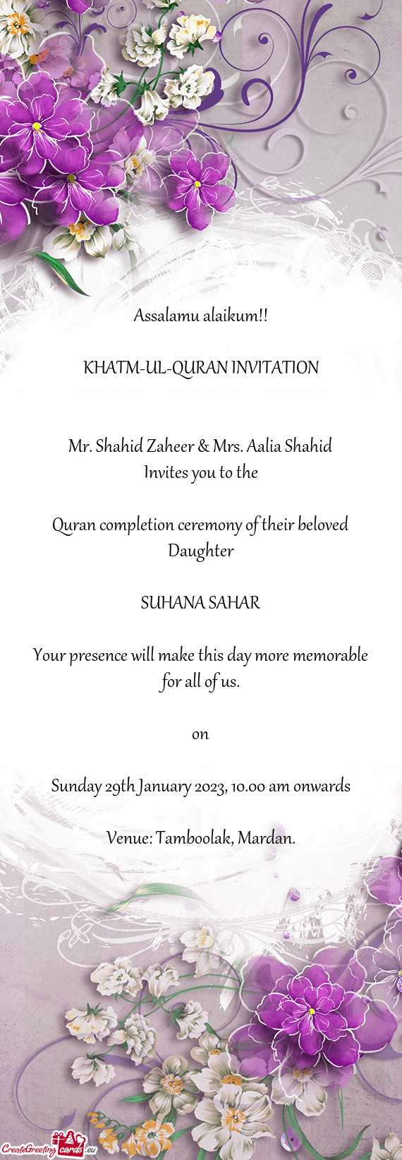 KHATM-UL-QURAN INVITATION