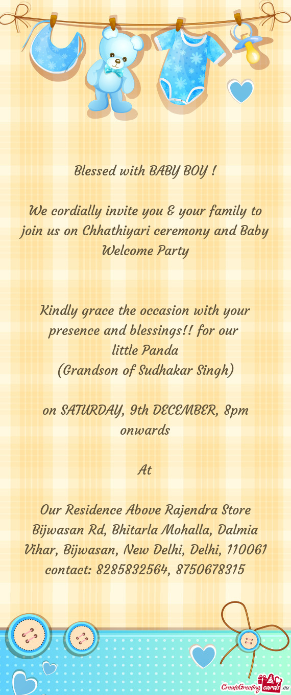 Kindly grace the occasion with your presence and blessings!! for our