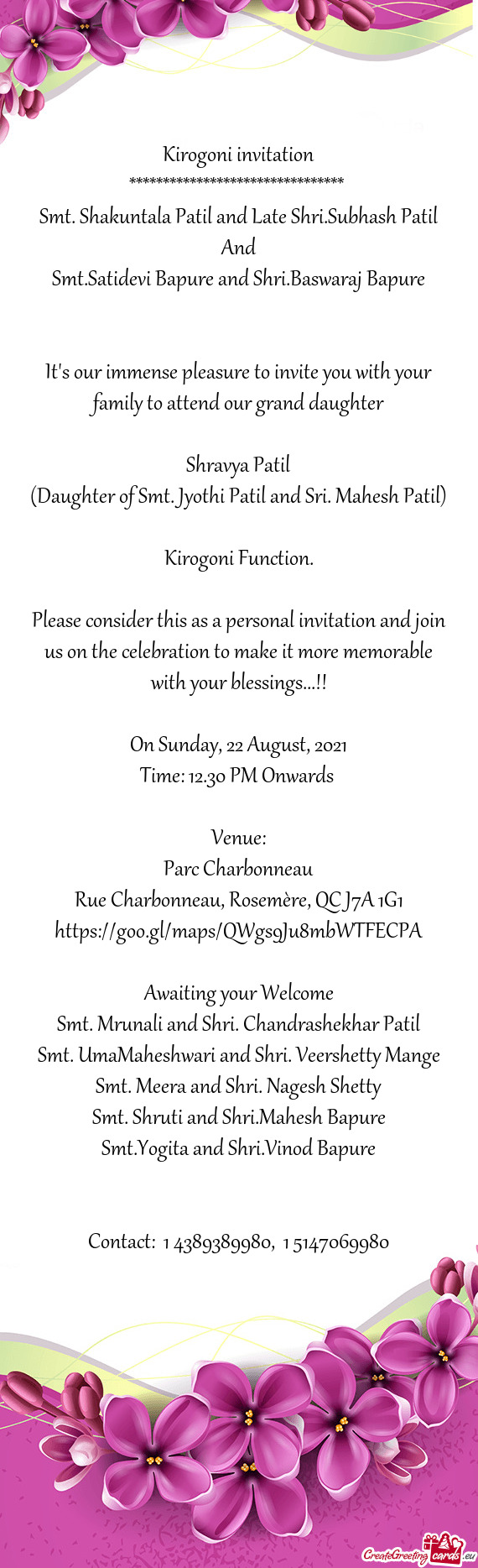 Kirogoni invitation