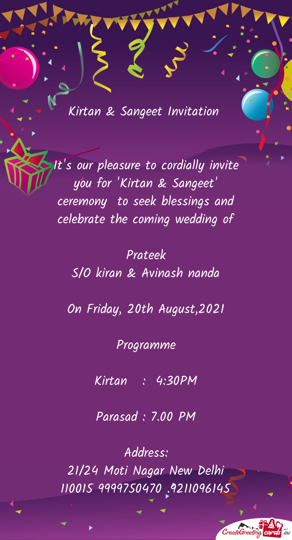 Kirtan : 4:30PM