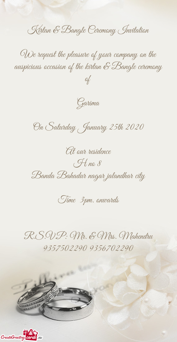 Kirtan & Bangle Ceremony Invitation