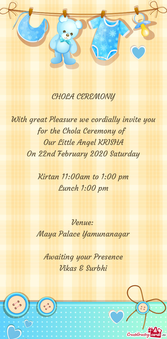 Kirtan 11:00am to 1:00 pm