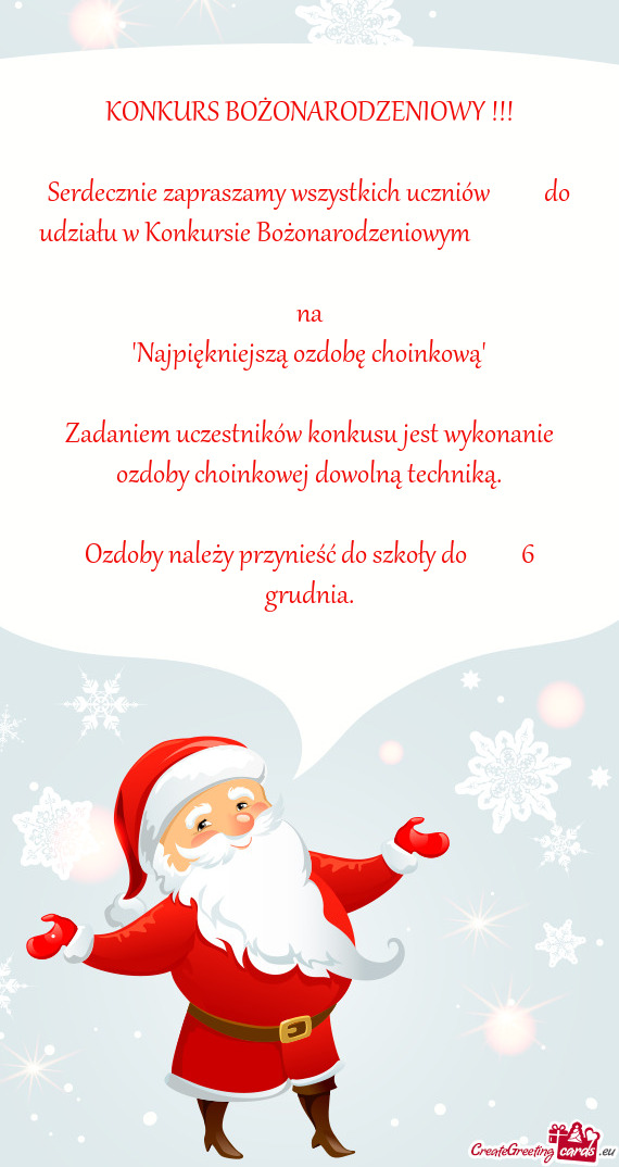 KONKURS BOŻONARODZENIOWY