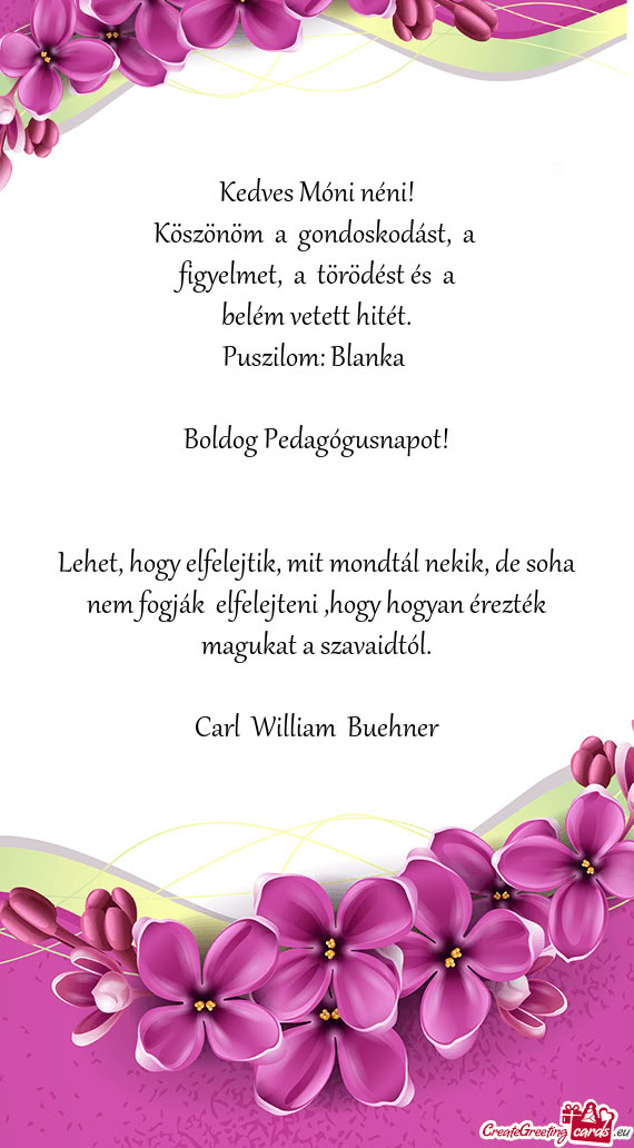 Köszönöm a gondoskodást, a