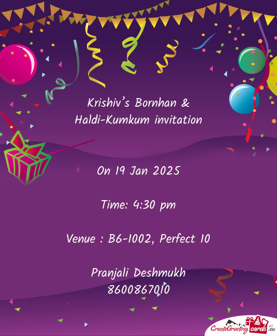 Krishiv’s Bornhan & Haldi-Kumkum invitation