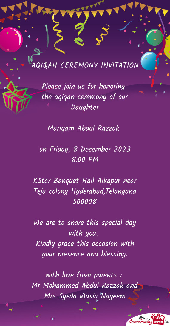 KStar Banquet Hall Alkapur near Teja colony Hyderabad,Telangana 500008