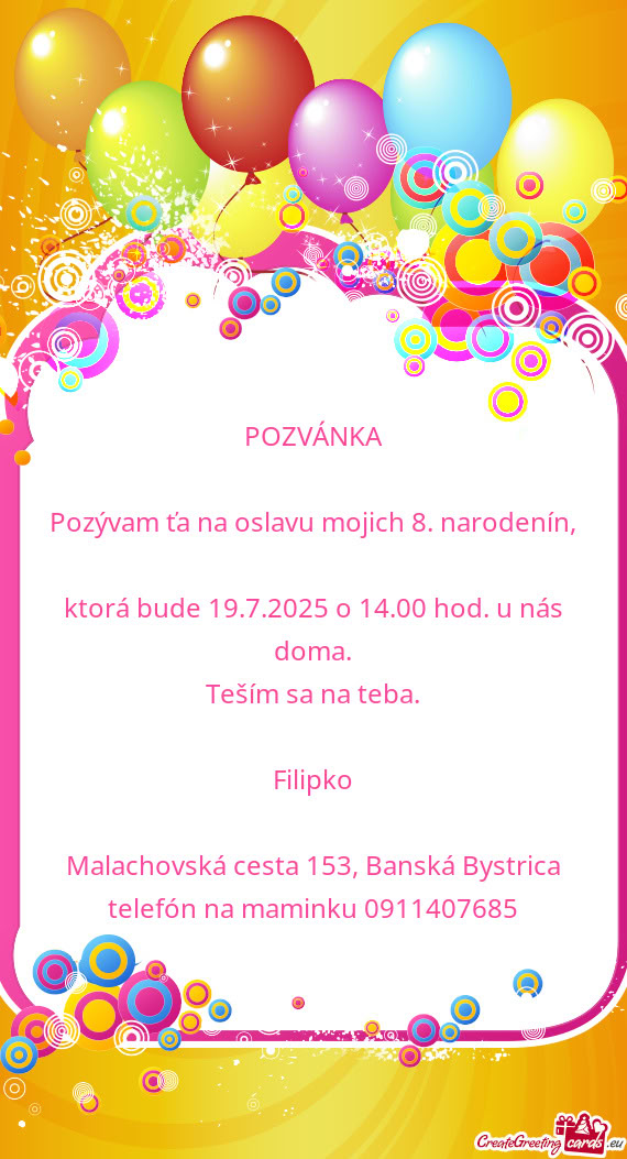 Ktorá bude 19.7.2025 o 14.00 hod. u nás doma