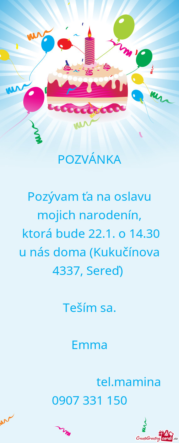 Ktorá bude 22.1. o 14.30 u nás doma (Kukučínova 4337, Sereď)