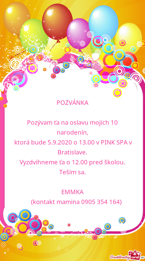 Ktorá bude 5.9.2020 o 13.00 v PINK SPA v Bratislave