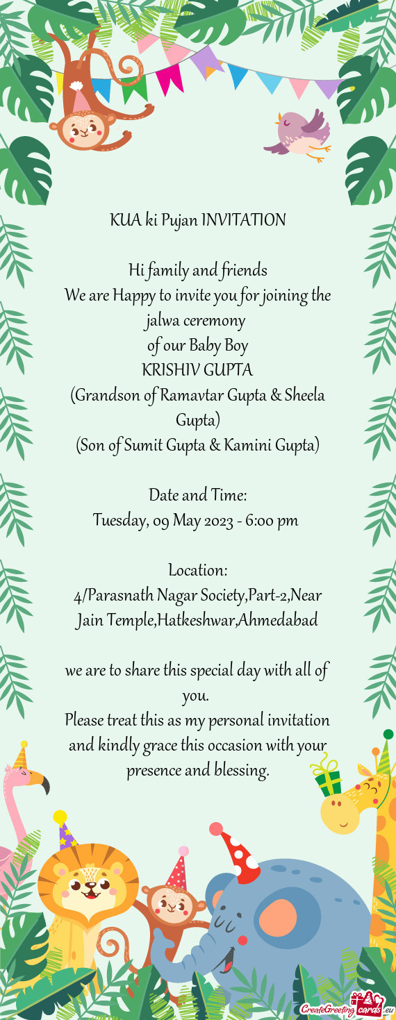 KUA ki Pujan INVITATION