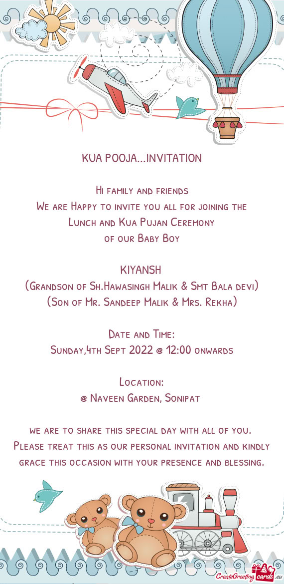 KUA POOJA...INVITATION