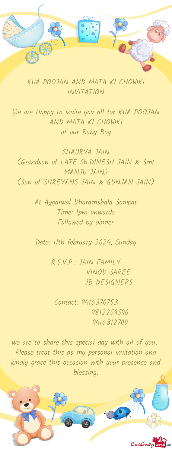 KUA POOJAN AND MATA KI CHOWKI INVITATION