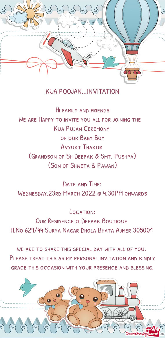 KUA POOJAN...INVITATION