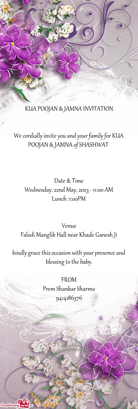 KUA POOJAN & JAMNA INVITATION