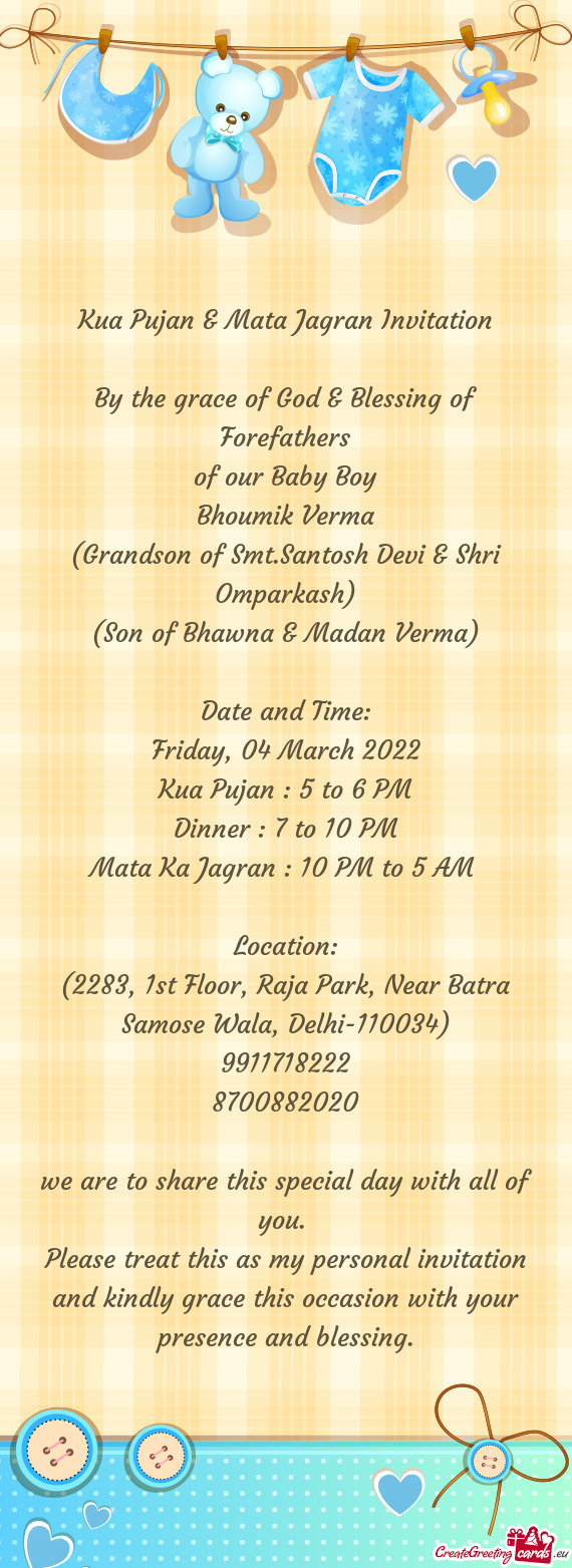 Kua Pujan & Mata Jagran Invitation