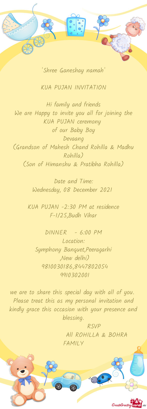 KUA PUJAN -2:30 PM at residence