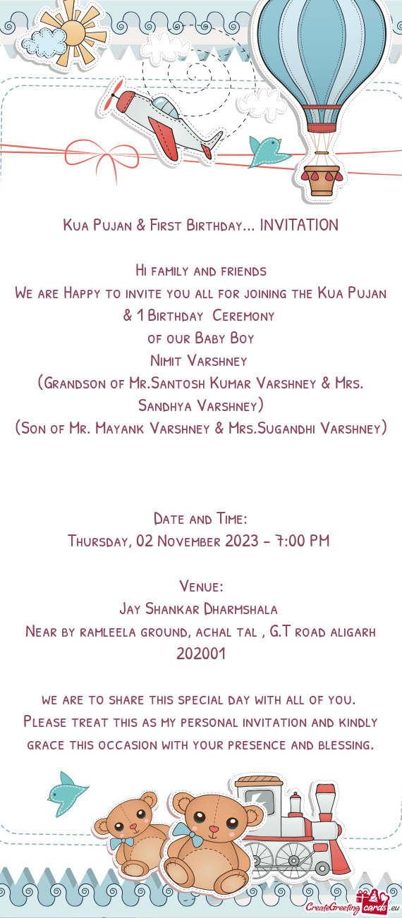 Kua Pujan & First Birthday... INVITATION