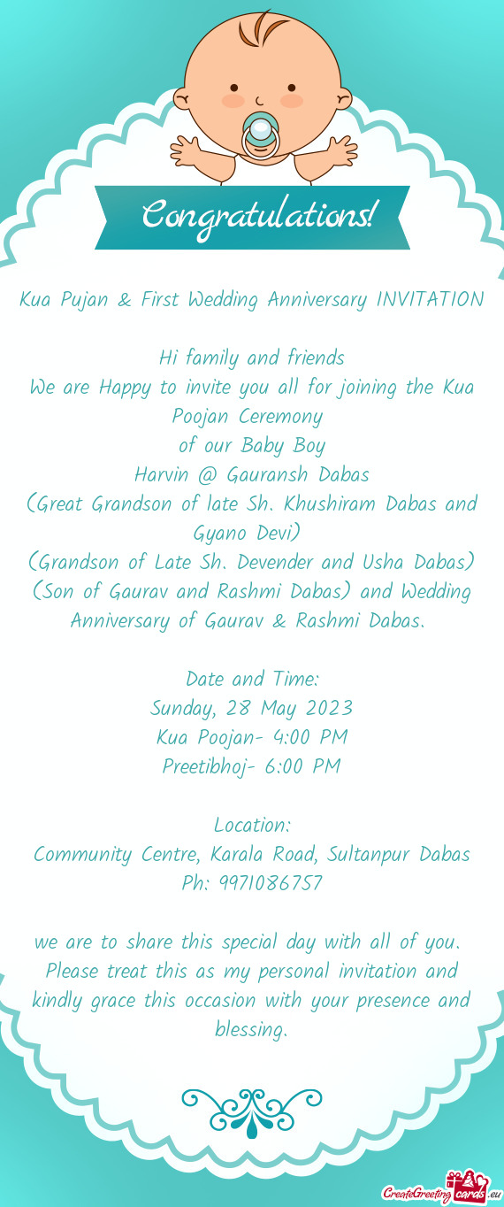 Kua Pujan & First Wedding Anniversary INVITATION