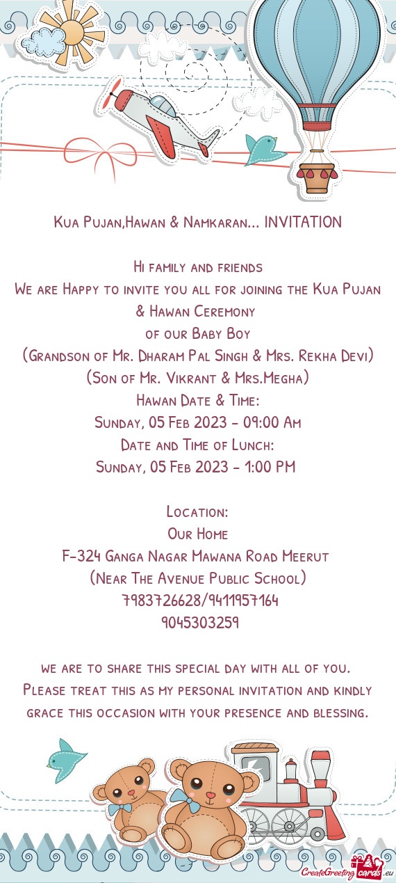 Kua Pujan,Hawan & Namkaran... INVITATION