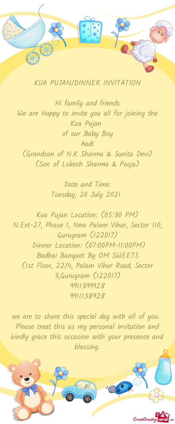 KUA PUJAN/DINNER INVITATION