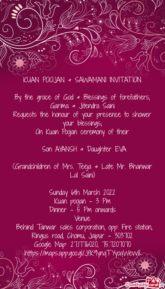 KUAN POOJAN & SAWAMANI INVITATION