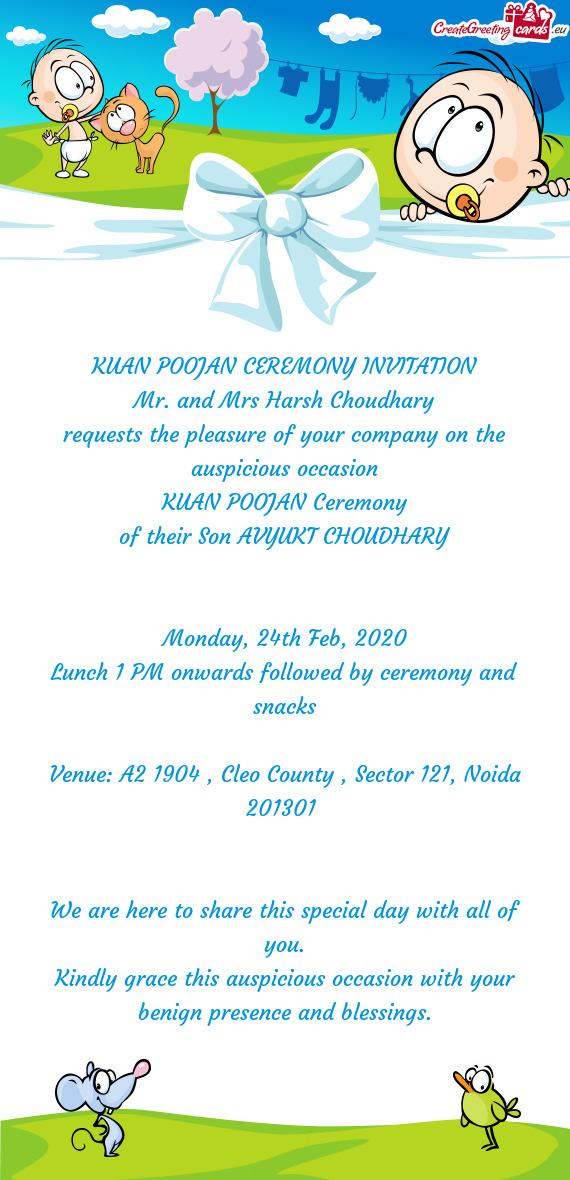 KUAN POOJAN CEREMONY INVITATION