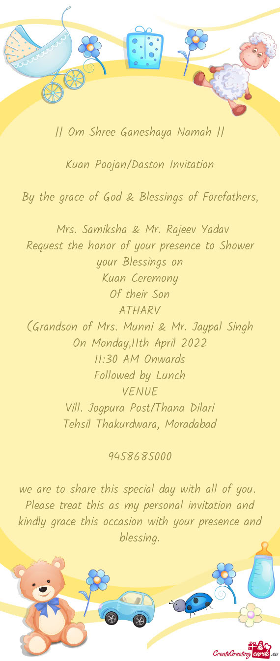 Kuan Poojan/Daston Invitation
