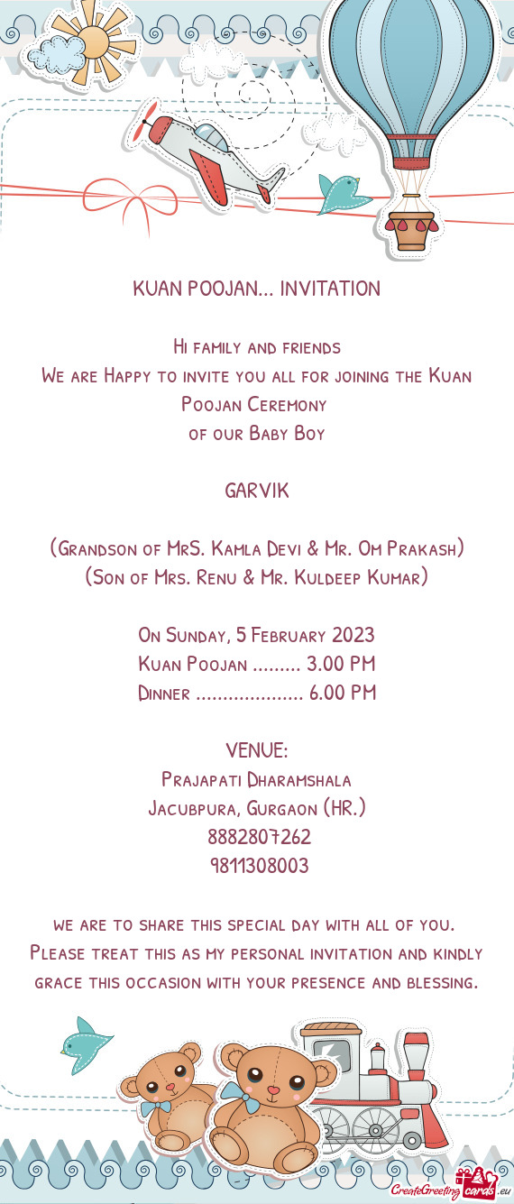 KUAN POOJAN... INVITATION