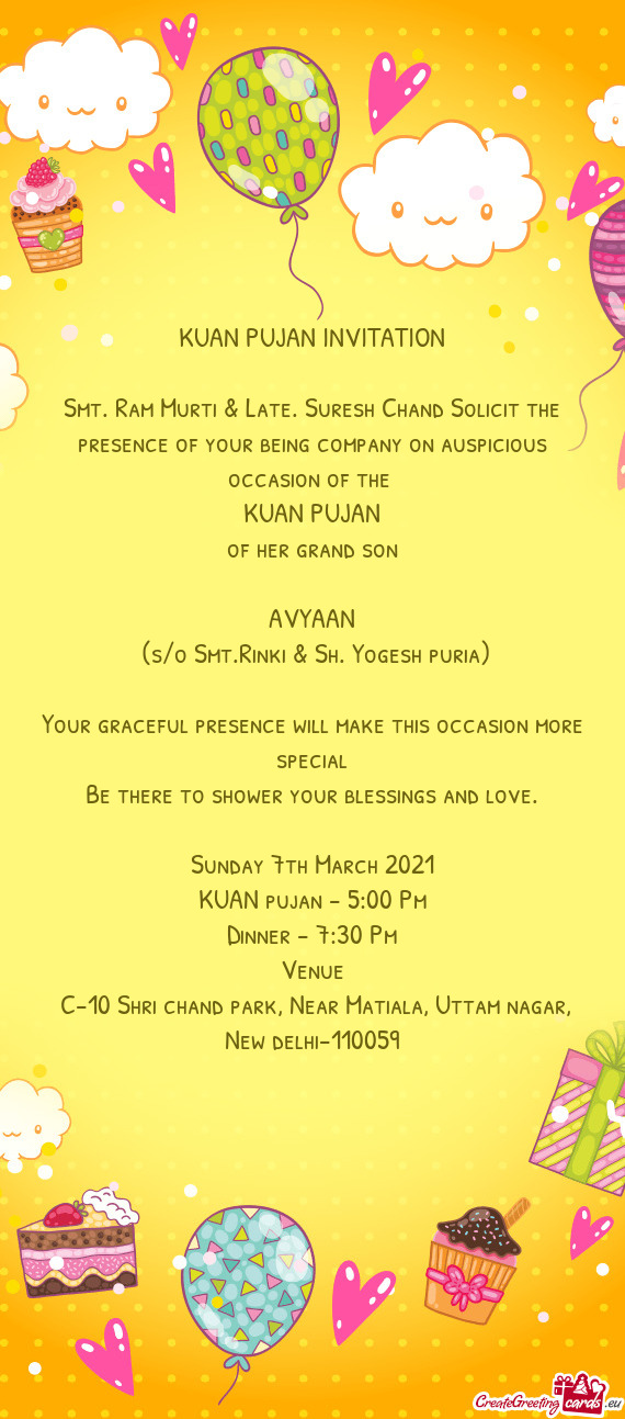 KUAN pujan - 5:00 Pm