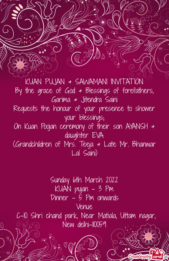 KUAN PUJAN & SAWAMANI INVITATION