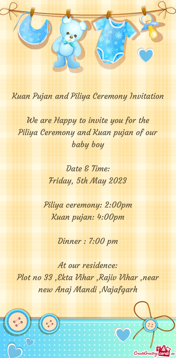 Kuan Pujan and Piliya Ceremony Invitation