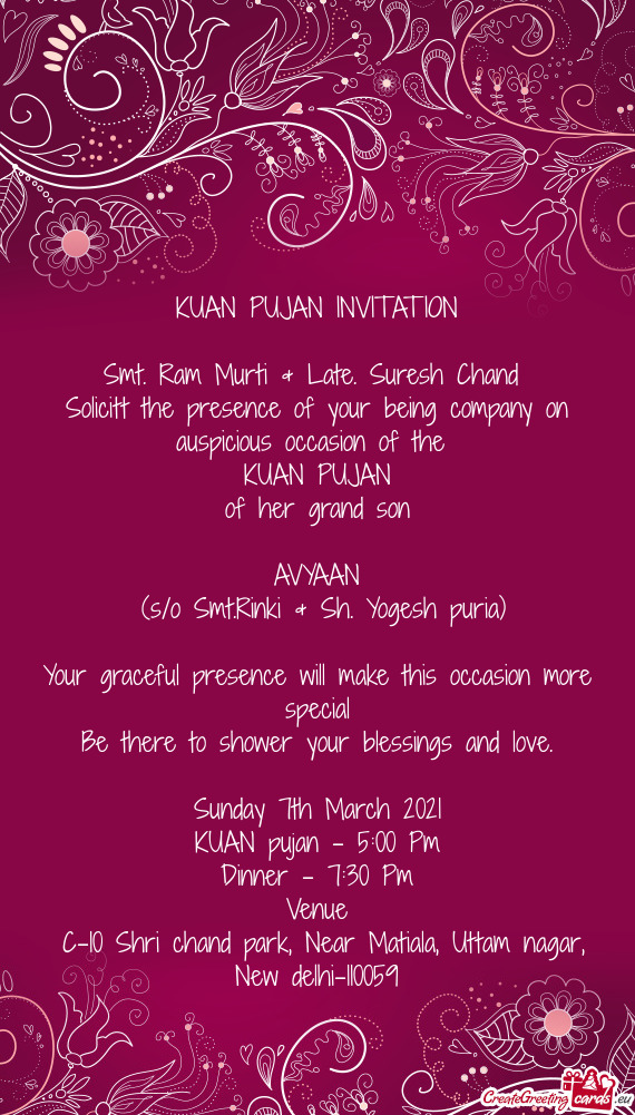 KUAN PUJAN INVITATION
 
 Smt