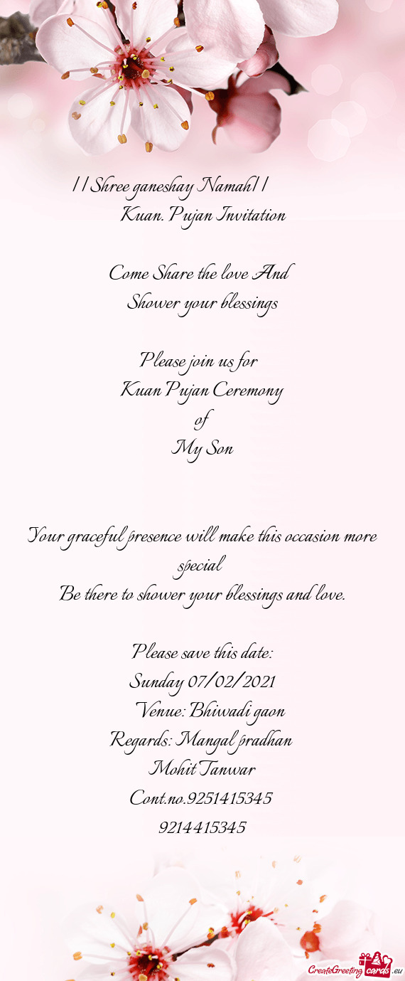 Kuan. Pujan Invitation