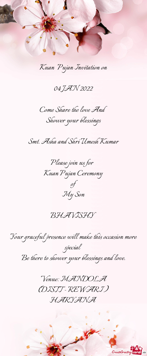 Kuan Pujan Invitation on