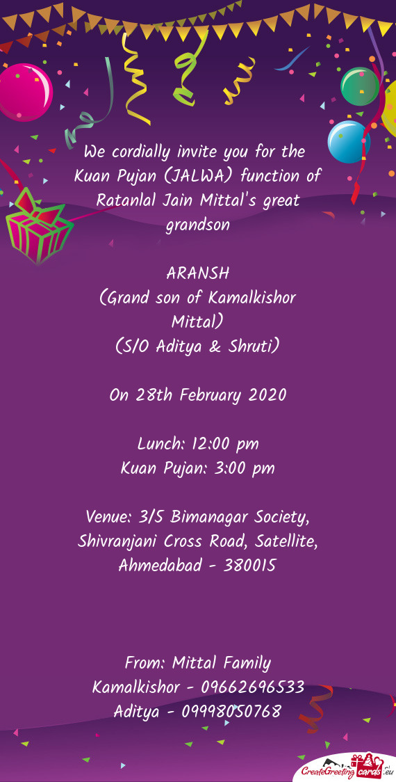 Kuan Pujan (JALWA) function of Ratanlal Jain Mittal