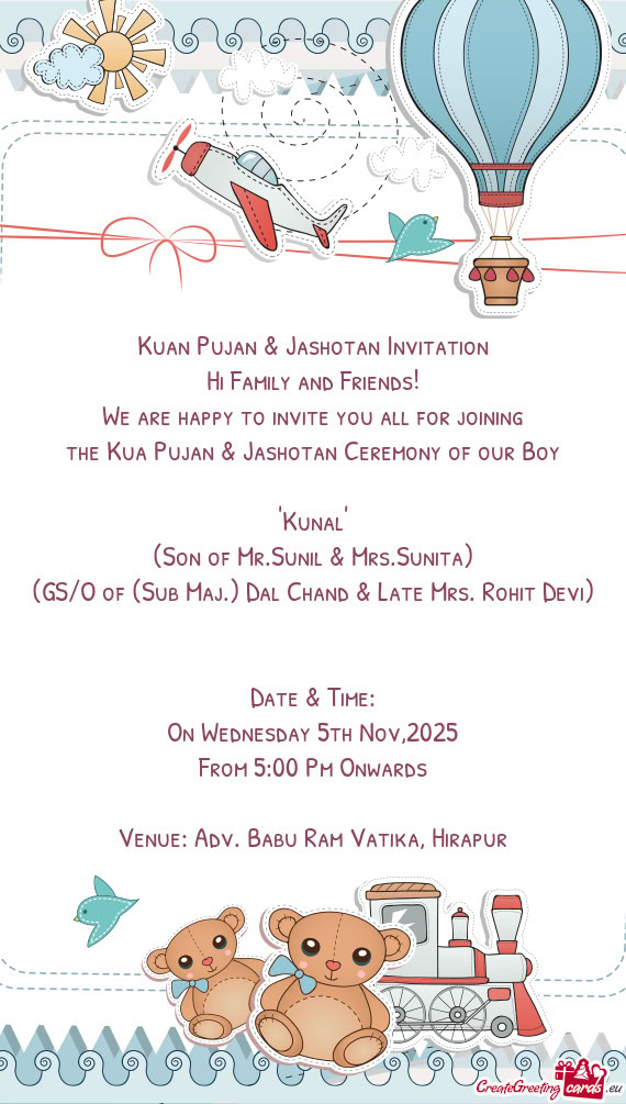 Kuan Pujan & Jashotan Invitation