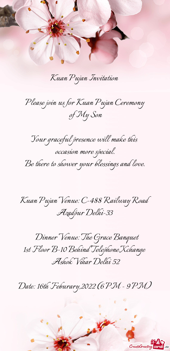 Kuan Pujan Venue: C-488 Railway Road