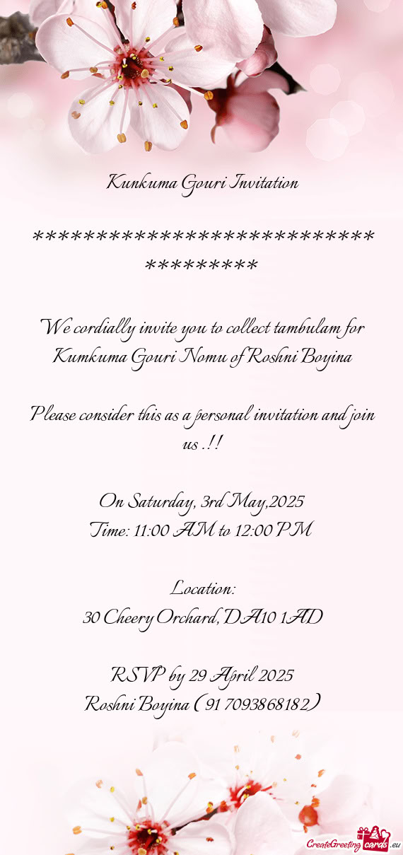 Kunkuma Gouri Invitation
