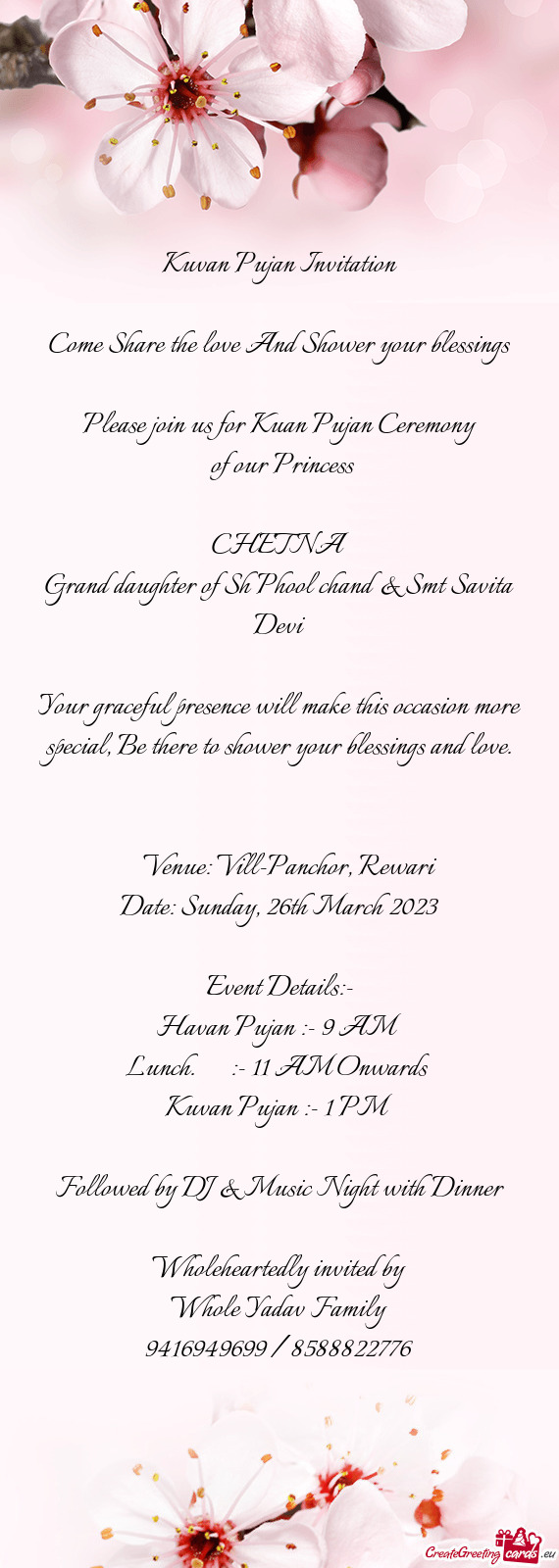 Kuvan Pujan Invitation