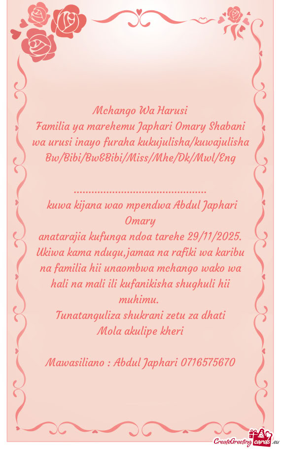 Kuwa kijana wao mpendwa Abdul Japhari Omary