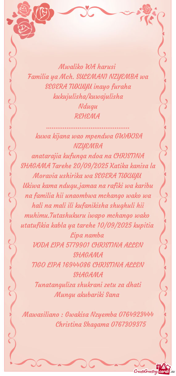 Kuwa kijana wao mpendwa GWAKISA NZYEMBA