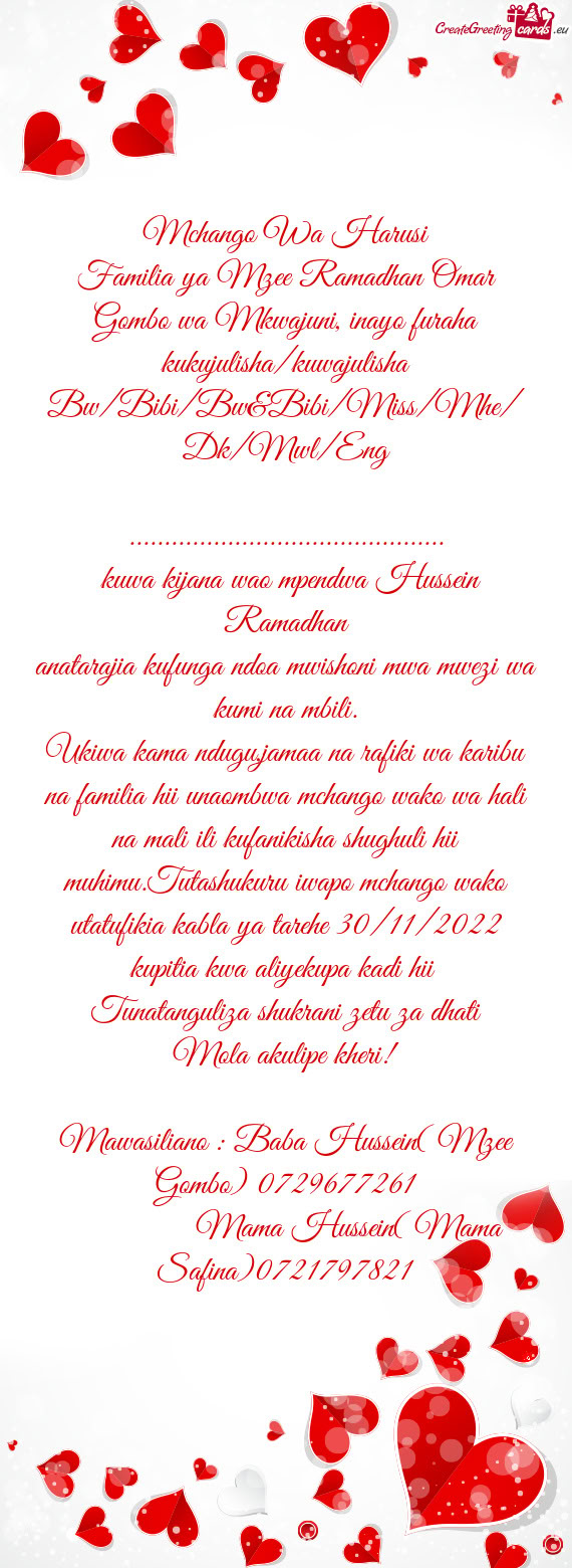 Kuwa kijana wao mpendwa Hussein Ramadhan