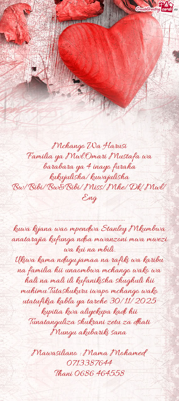 Kuwa kijana wao mpendwa Stanley Mkumbwa