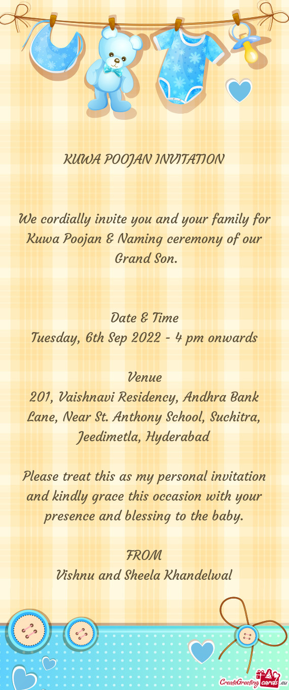 KUWA POOJAN INVITATION