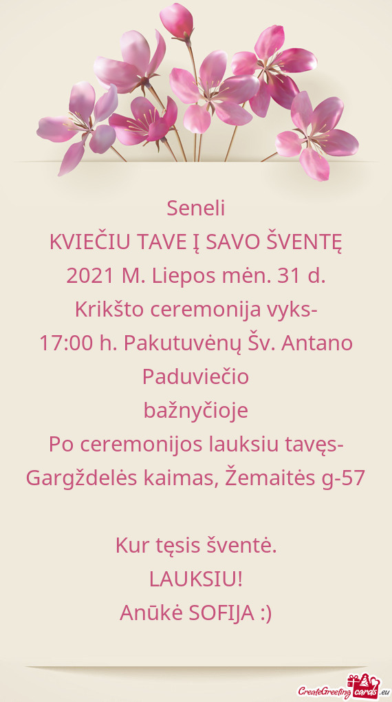 KVIEČIU TAVE Į SAVO ŠVENTĘ