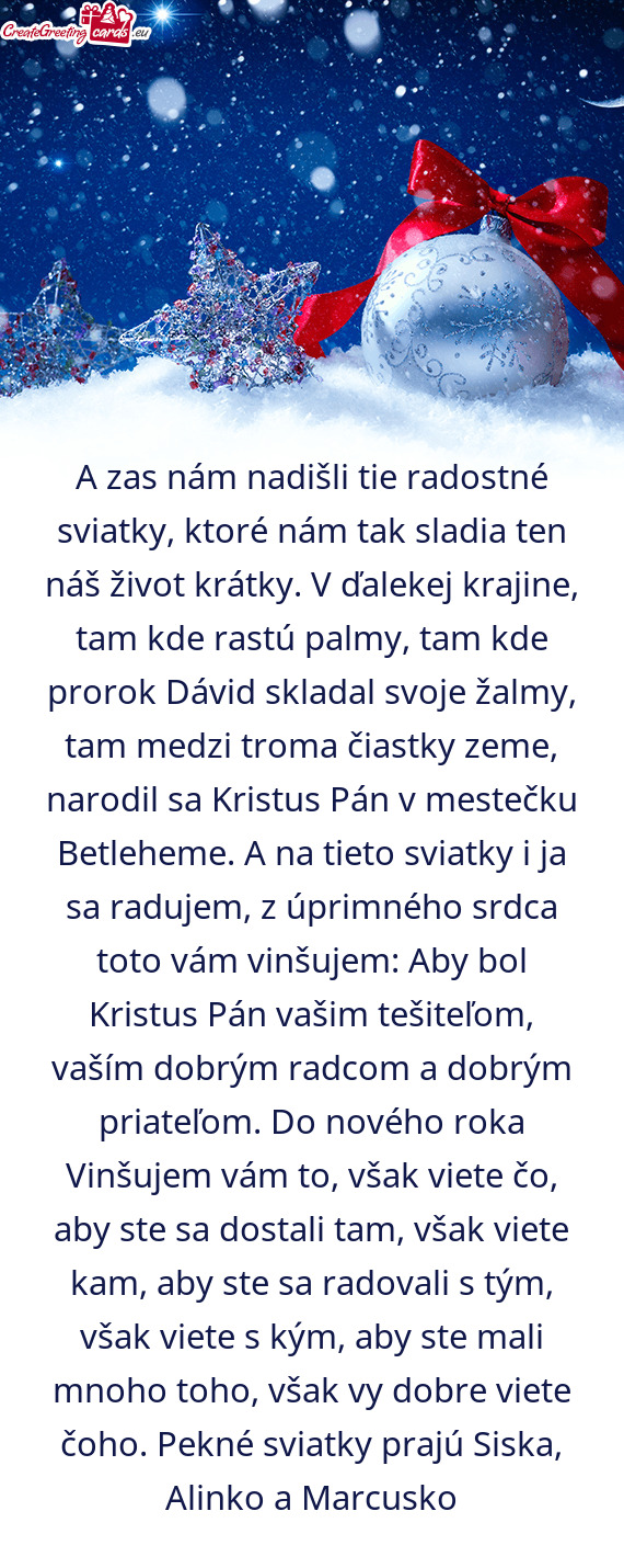 Ky zeme, narodil sa Kristus Pán v mestečku Betleheme. A na tieto sviatky i ja sa radujem, z úprim